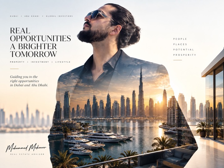 Mohammed Mekouar, UAE real estate advisor, pictured against the Dubai skyline.